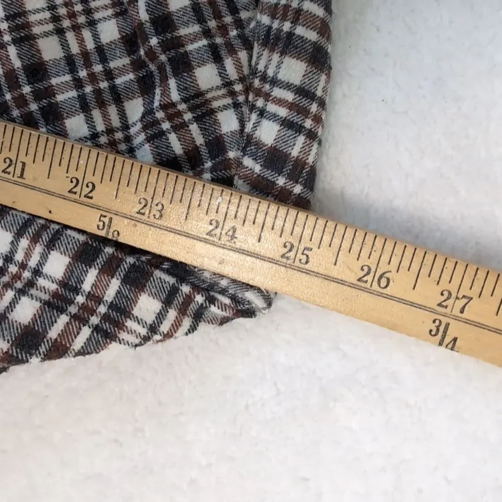 J.Crew Mercantile‎ Brushed Flannel Shirt Men's Medium Plaid Brown Double Pocket